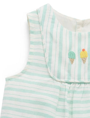 Purebaby Organic Ice Cream Bodysuit - Seafoam Stripe