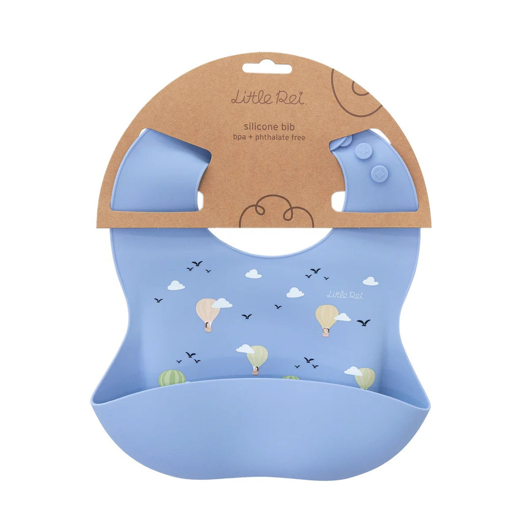 Little Rei Bib - Hot Air Balloons - Blue