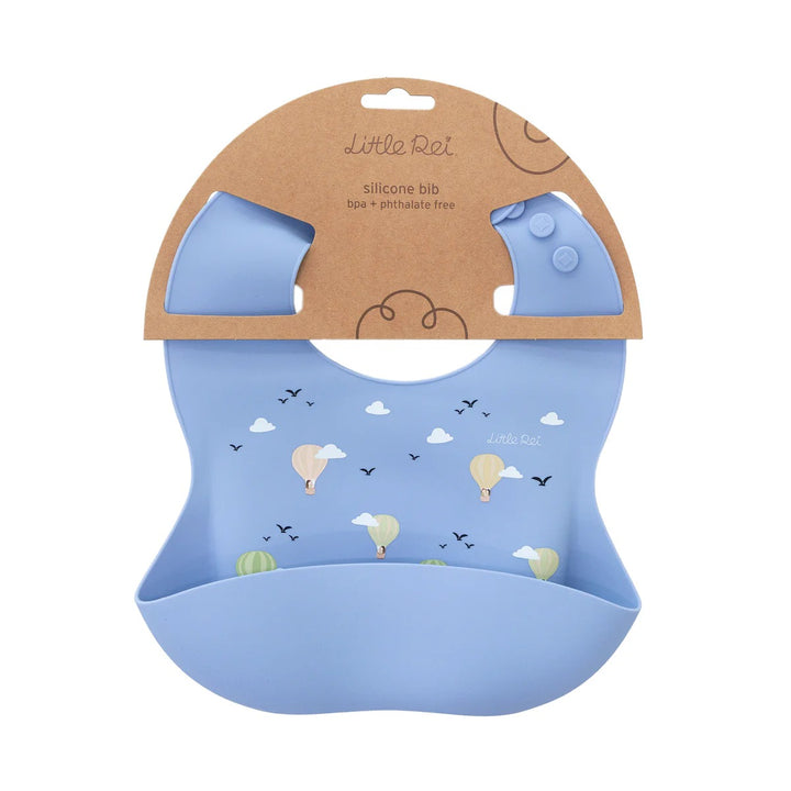 Little Rei Bib - Hot Air Balloons - Blue