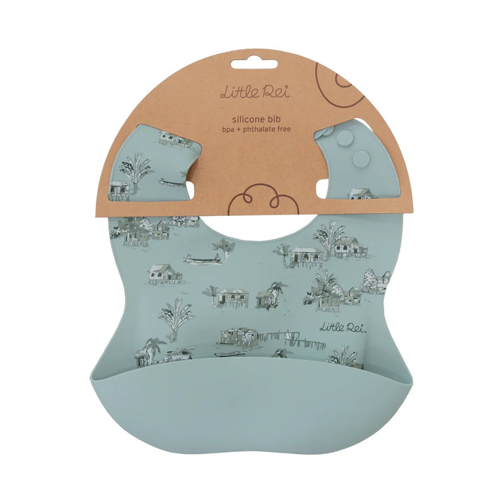 Little Rei Silicone Bib - Rustic - Sage