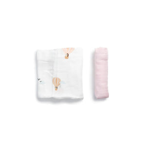 Little Rei 70sq Bamboo Swaddle 2pc - Multi Balloon 70X70cm