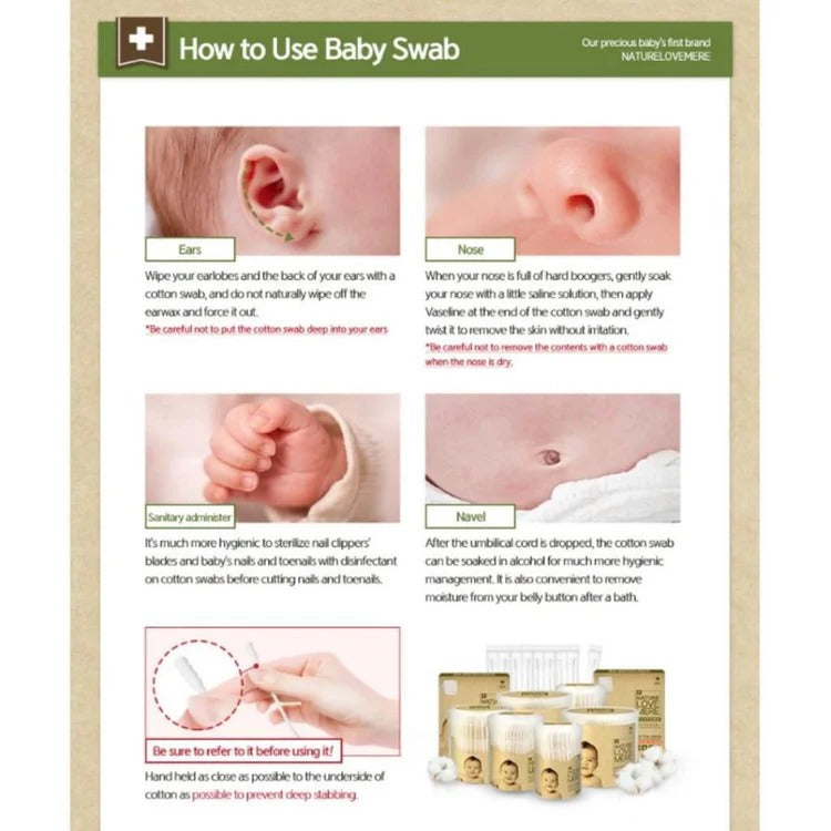 Nature Love Mere Cotton Swab For Newborn (Portable) - 80PCS