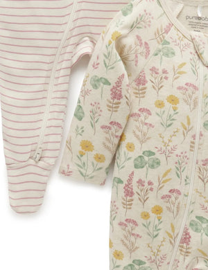 Purebaby 2 Pack Digital Zip Growsuit