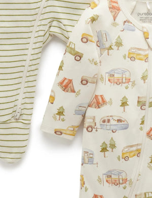 Purebaby 2 Pack Digital Zip Growsuit