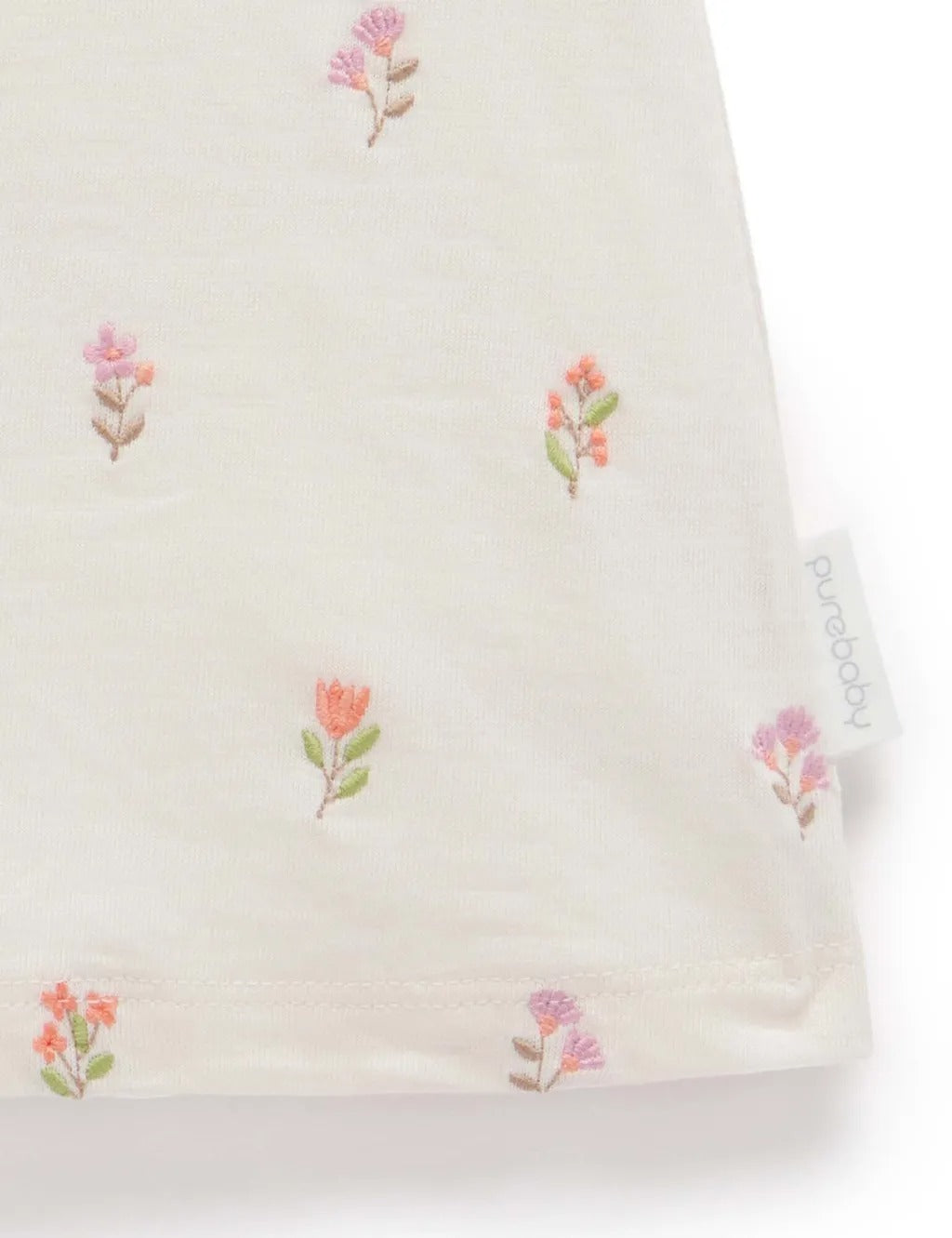 Purebaby Organic Ruffle Tee - Cloud Sprig Broderie