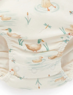 Purebaby Organic Bodysuit - Down River Ducky Print