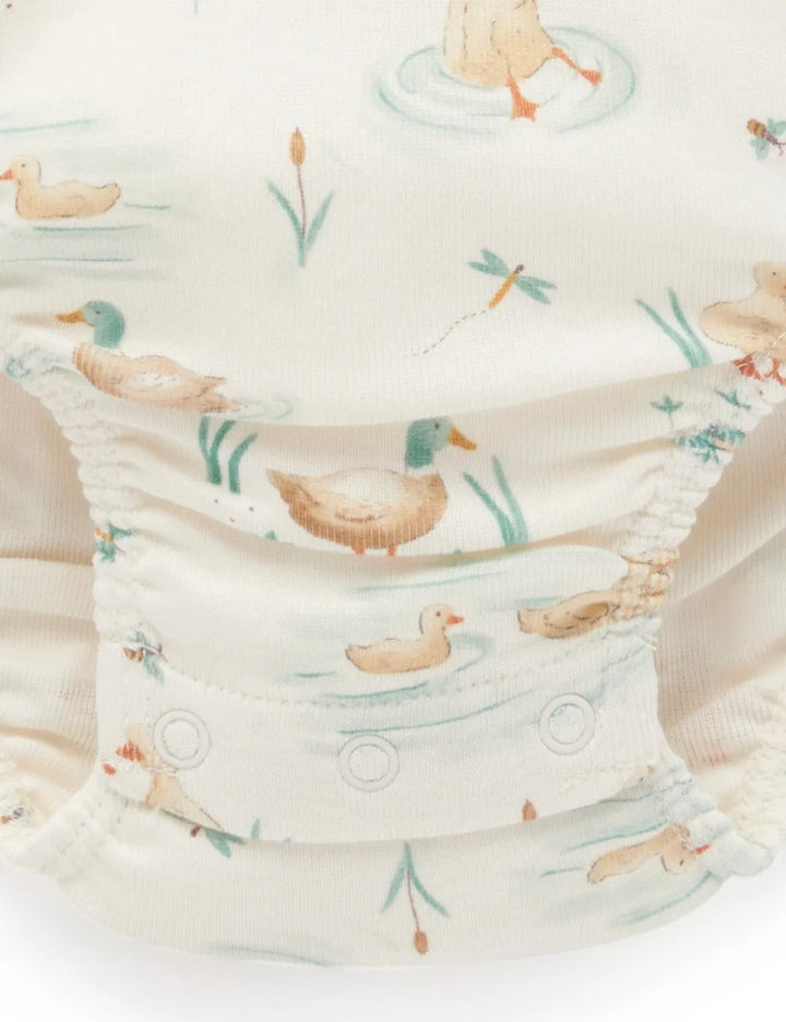 Purebaby Organic Bodysuit - Down River Ducky Print