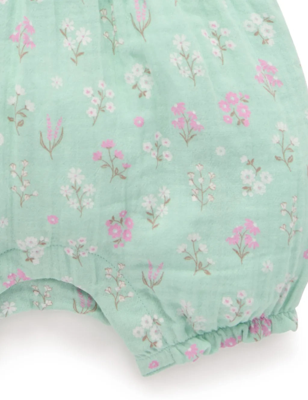 Purebaby Organic Ruffle Romper - Seafoam Floral