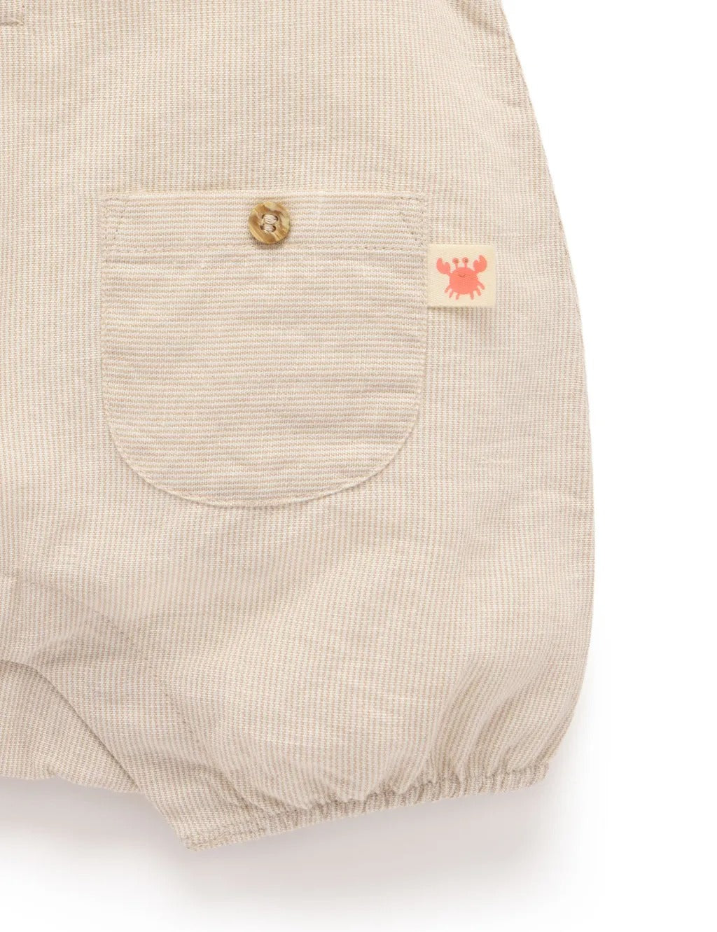 Purebaby Organic Linen Blend Romper - Driftwood Stripe