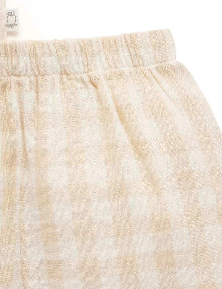Purebaby Organic Mixed Short PJ Set - Gingham Kangaroo