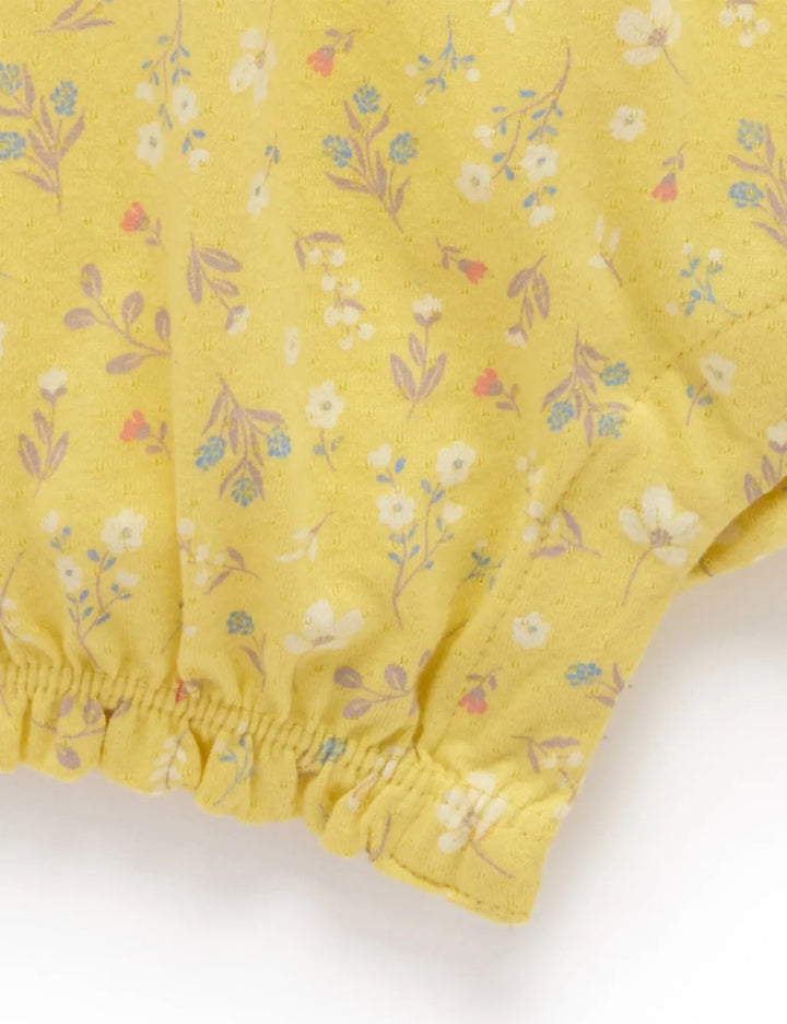 Purebaby Organic Ruffle Shortie Growsuit - Sunshine Floral