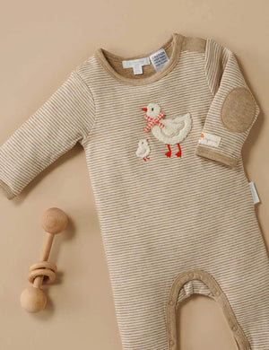 Purebaby Mini Stripe Biscuit Growsuit