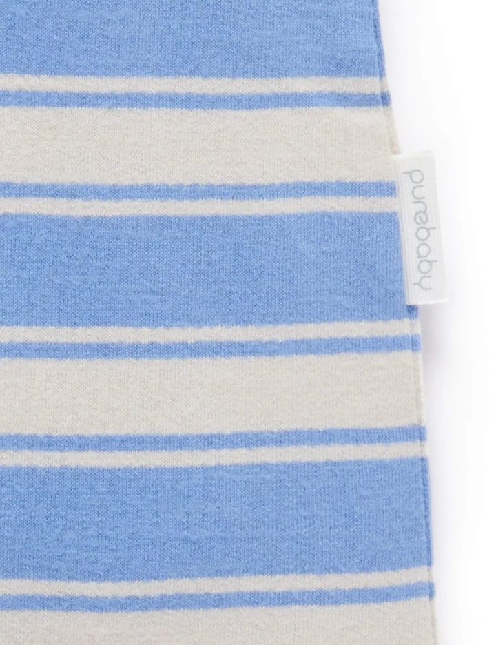 Purebaby Organic Striped Polo Growsuit - Ocean Stripe