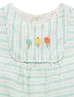 Purebaby Organic Ice Cream Bodysuit - Seafoam Stripe
