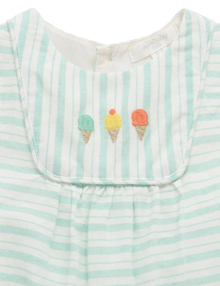 Purebaby Organic Ice Cream Bodysuit - Seafoam Stripe