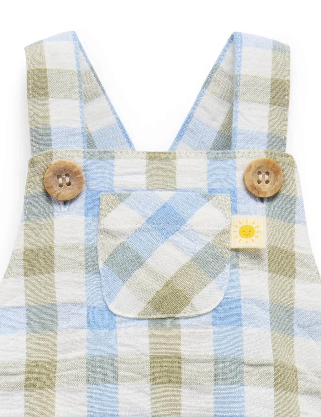 Purebaby Organic Overall - Seagrass Check