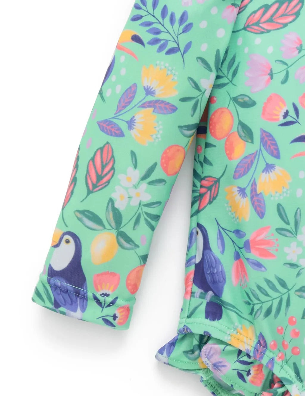 Purebaby Organic Printed Frilly Long Sleeve Swimsuit