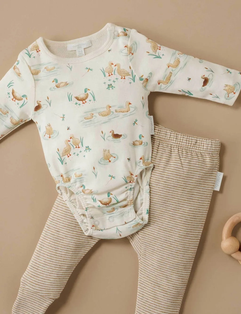Purebaby Organic Bodysuit - Down River Ducky Print