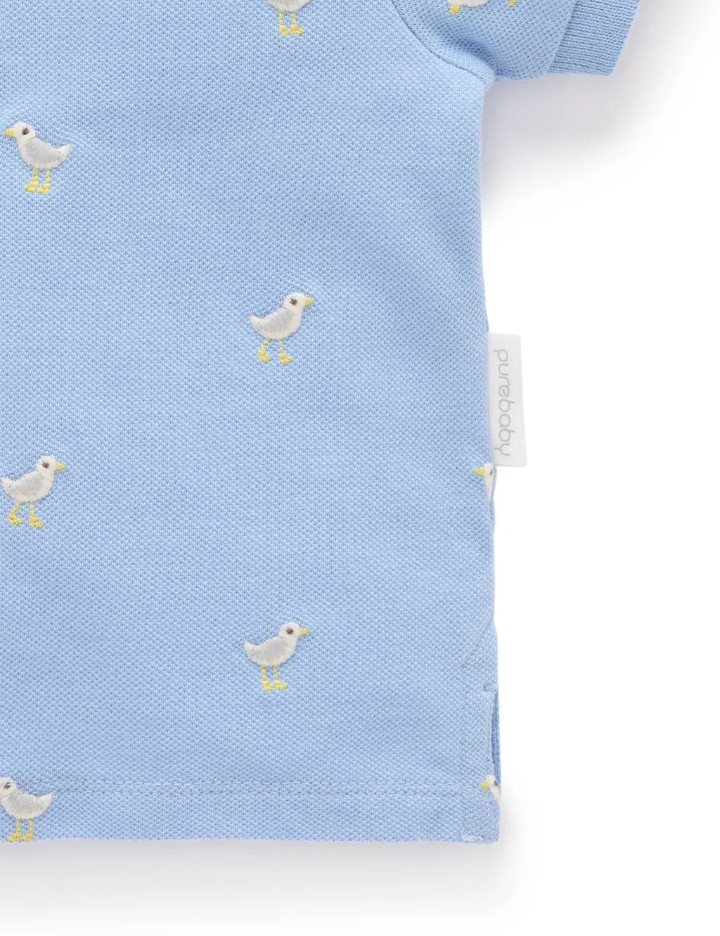 Purebaby Organic Seagul Polo - Seagul Broderie
