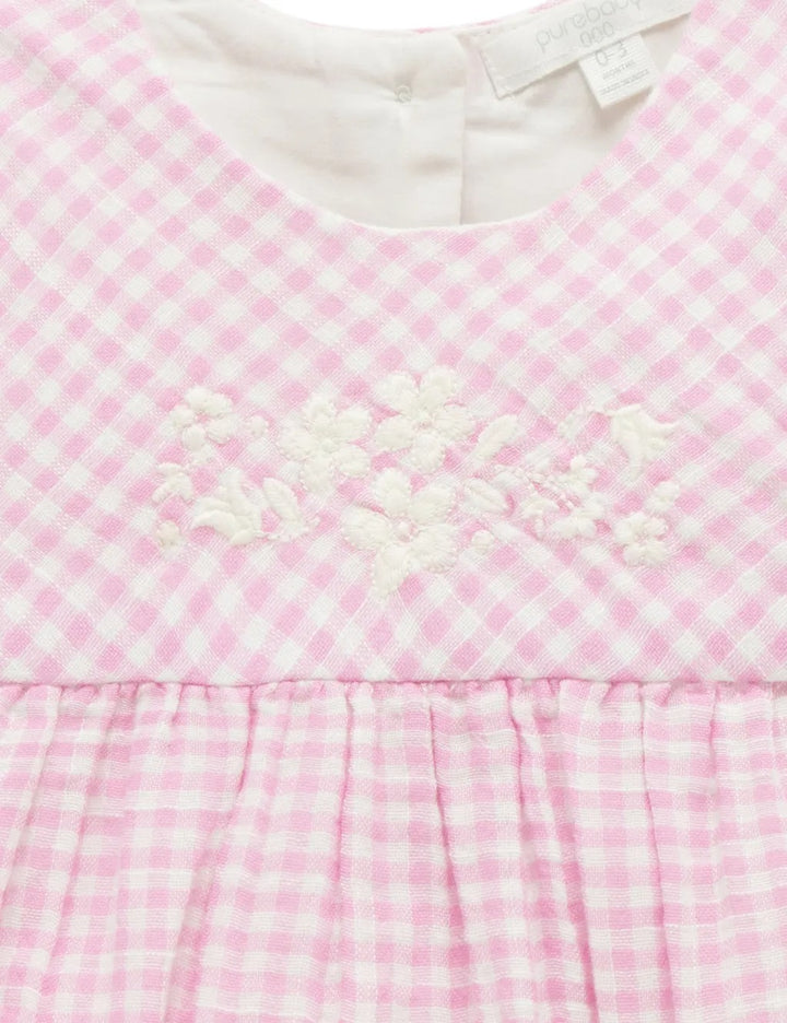 Purebaby Organic Romper - Passion Fruit Gingham
