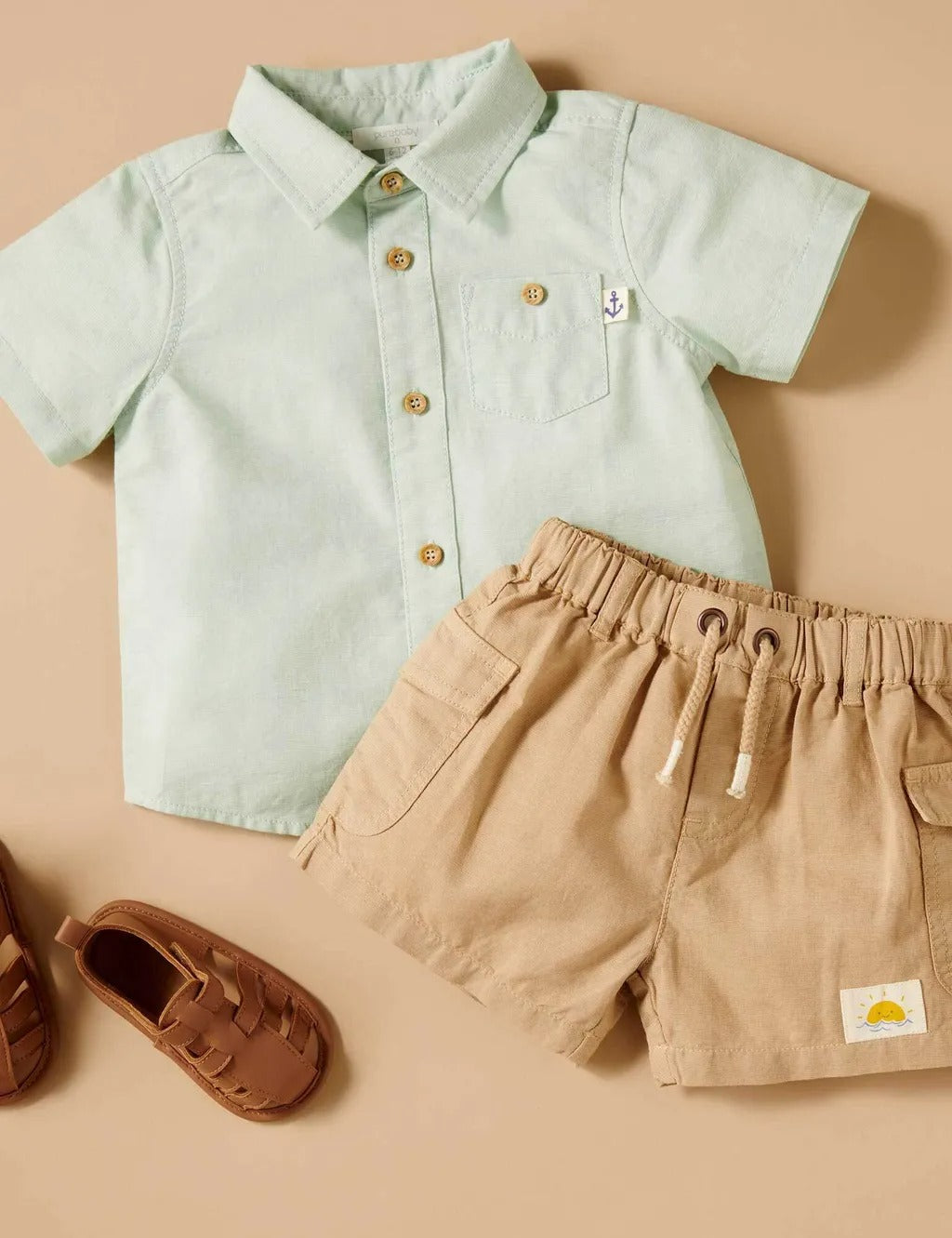 Purebaby Organic Linen Blend Driftwood Shorts