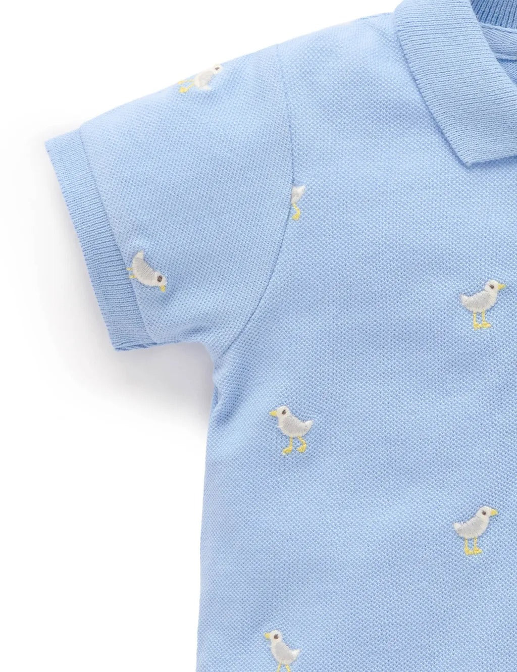 Purebaby Organic Seagul Polo - Seagul Broderie