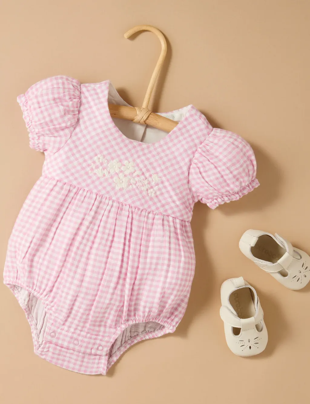 Purebaby Organic Romper - Passion Fruit Gingham