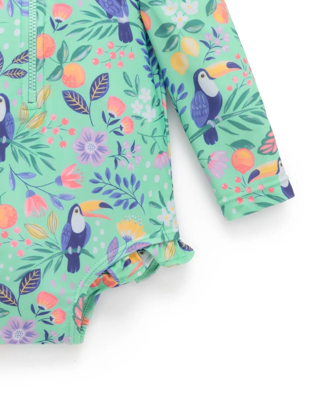 Purebaby Organic Printed Frilly Long Sleeve Swimsuit