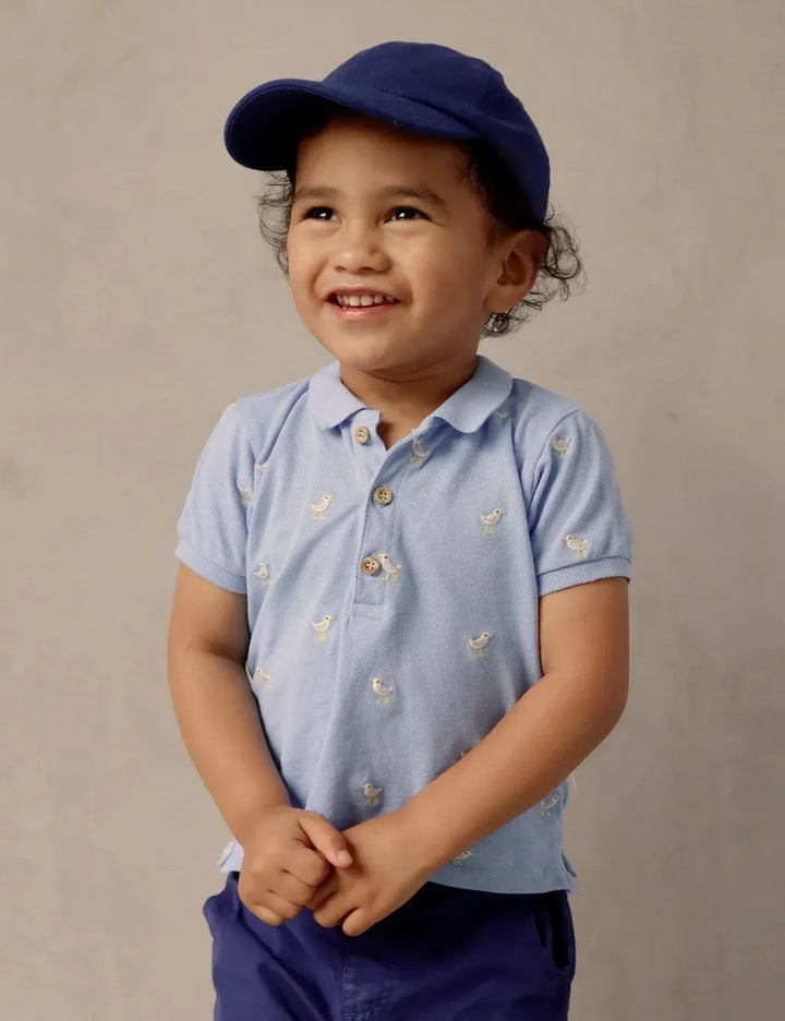 Purebaby Organic Seagul Polo - Seagul Broderie