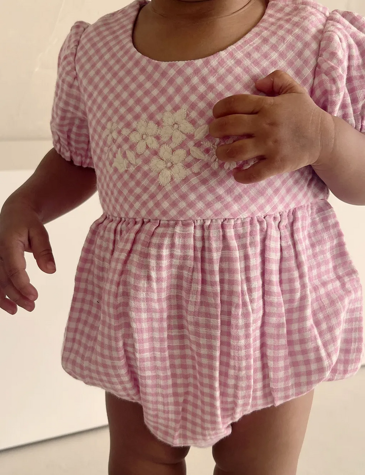 Purebaby Organic Romper - Passion Fruit Gingham