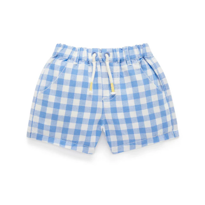 Purebaby Organic Gingham Shorts Ocean