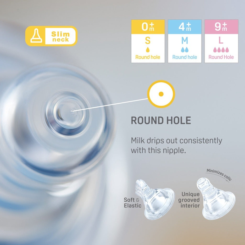 Pigeon Slim Neck PP Nursing Bottle with Peristaltic Nipple 120ml