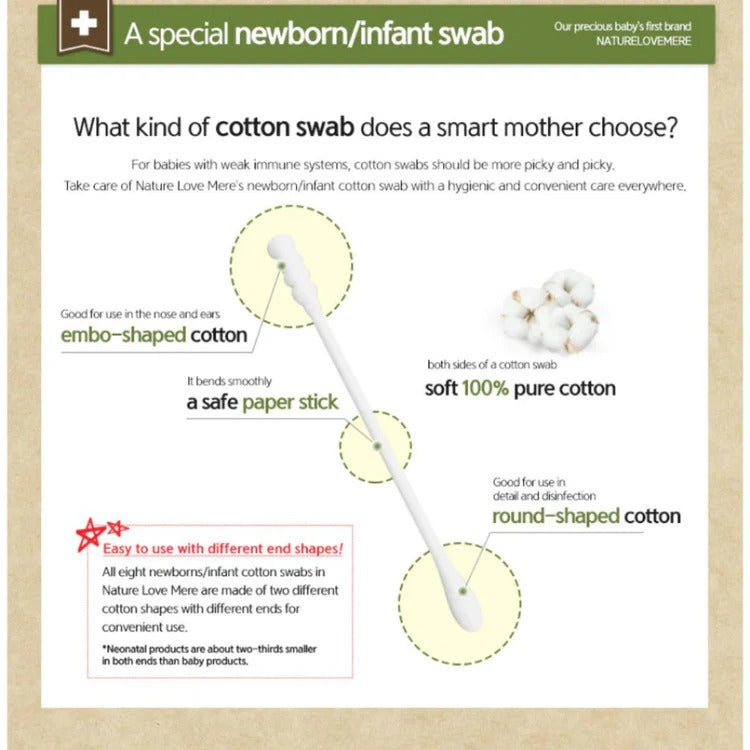 Nature Love Mere Cotton Swab For Newborn (Portable) - 80PCS