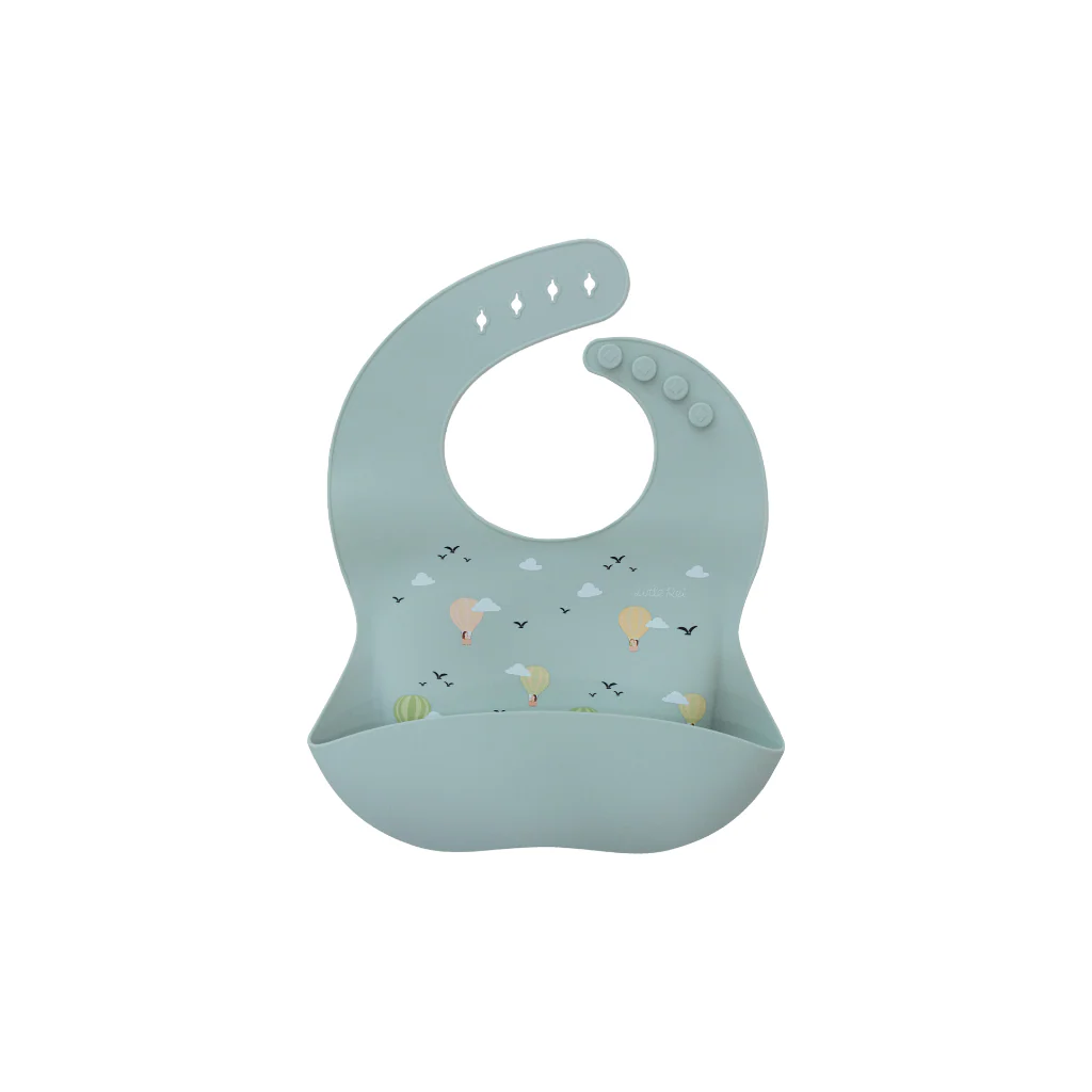 Little Rei Bib - Hot Air Balloons - Sage