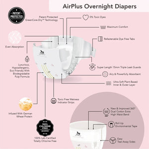 Applecrumby® AirPlus Overnight Tape Diapers