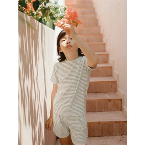 Hamako Tencel Striped Fog (SF) Short Set