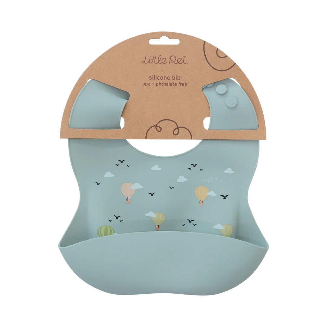 Little Rei Bib - Hot Air Balloons - Sage