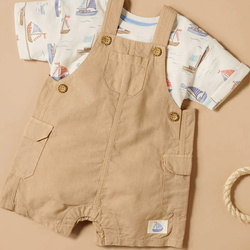 Purebaby Overall Set Driftwood - Linen Blend Organic