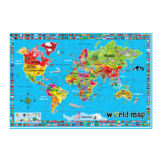 Sunta Mijoy 48Pcs Printed Jigsaw Puzzle – World Map