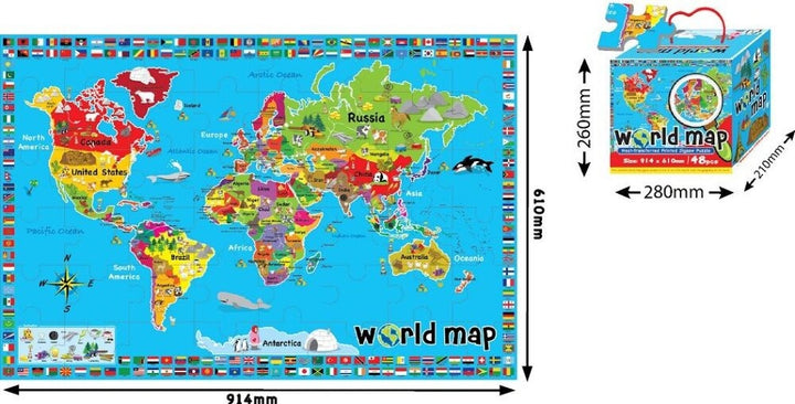 Sunta Mijoy 48Pcs Printed Jigsaw Puzzle – World Map