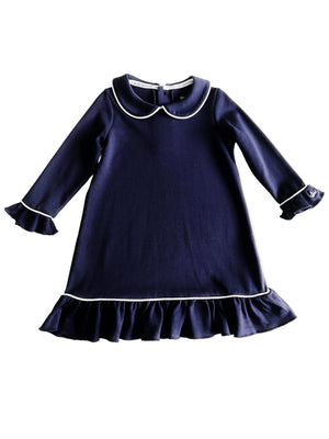 Count & Countess Pima Cotton Girl's Sleep Dress - Urban Navy
