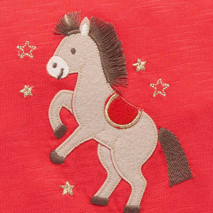 Purebaby Luna Red Print Little Horse Organic Growsuit