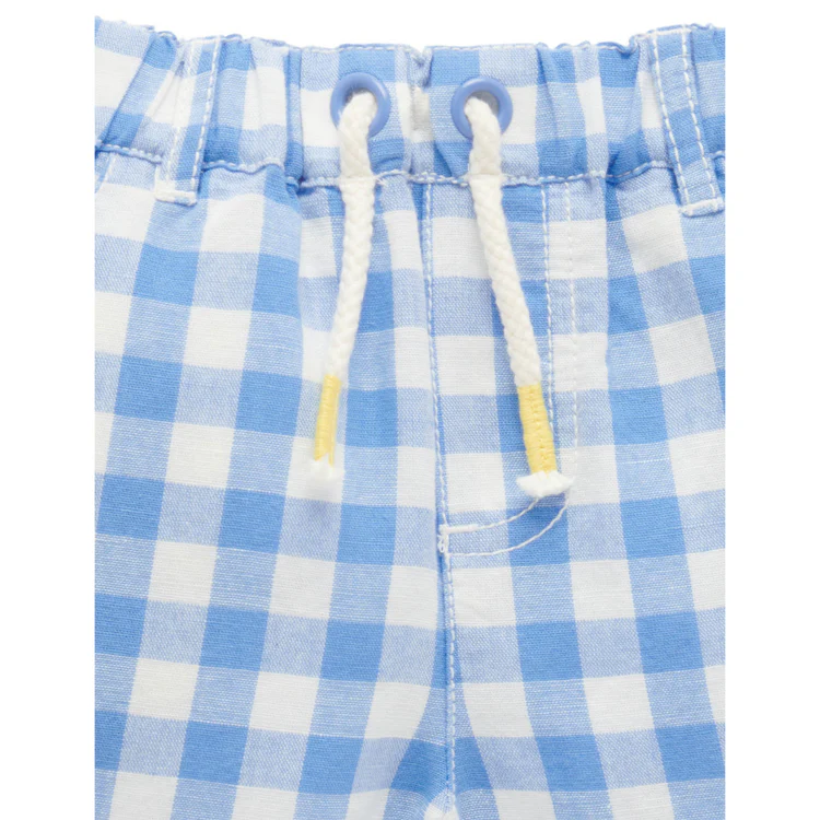 Purebaby Organic Gingham Shorts Ocean
