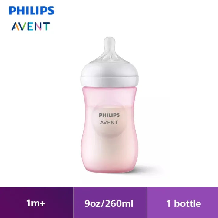 Philips Avent Natural Response PP 9Oz Bottle Blue/Pink - Single