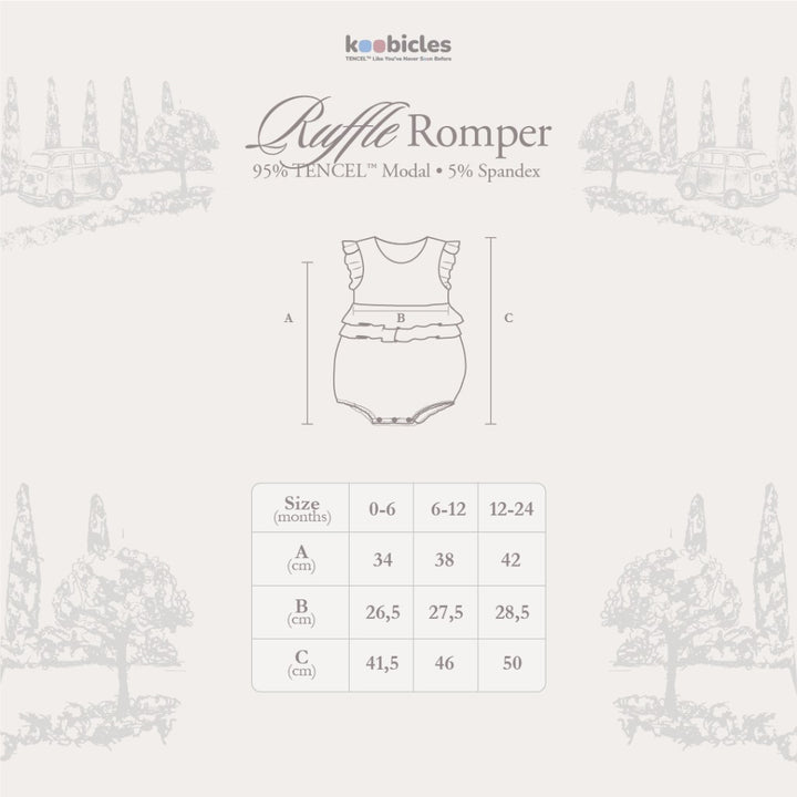 Koobicles Ruffle Romper TENCEL™ "Road Trip" in Eco Mode