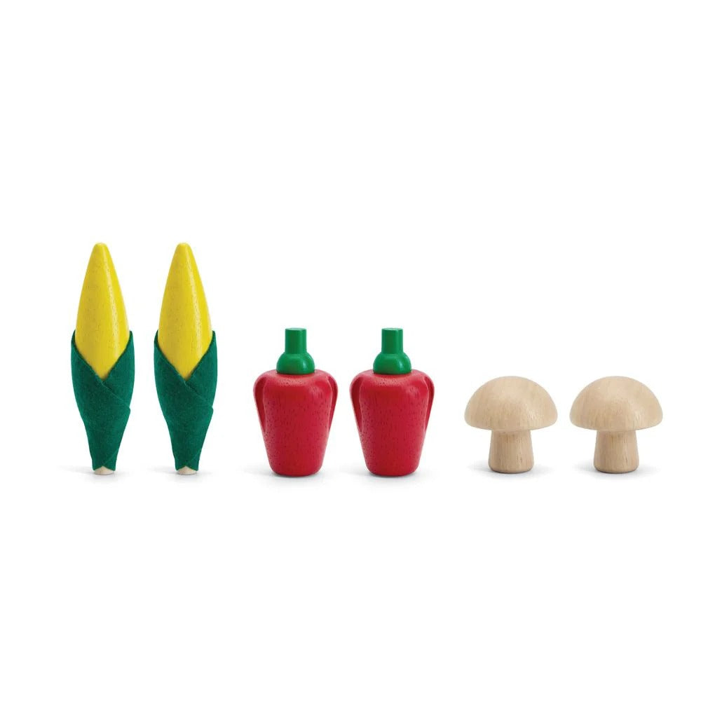 PlanToys Fresh Produce Set D (Corns, Mushrooms & Red Bell Peppers)