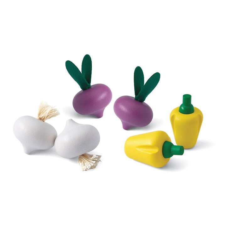 PlanToys Fresh Produce Set C (Red Radishes, Garlics & Yellow Bell Peppers)