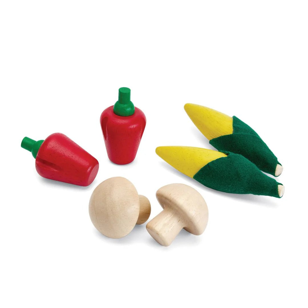 PlanToys Fresh Produce Set D (Corns, Mushrooms & Red Bell Peppers)