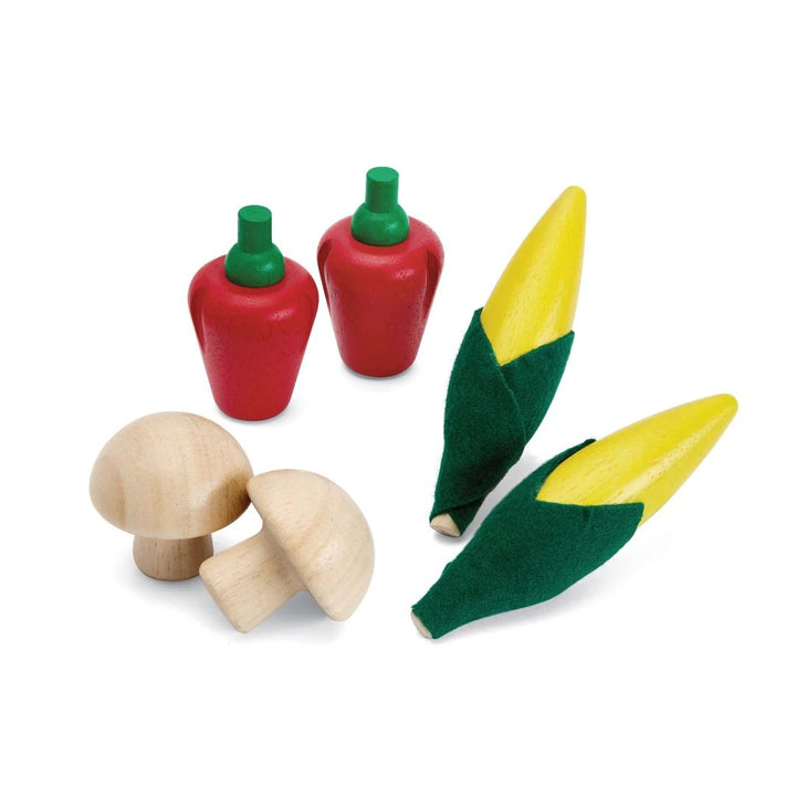 PlanToys Fresh Produce Set D (Corns, Mushrooms & Red Bell Peppers)