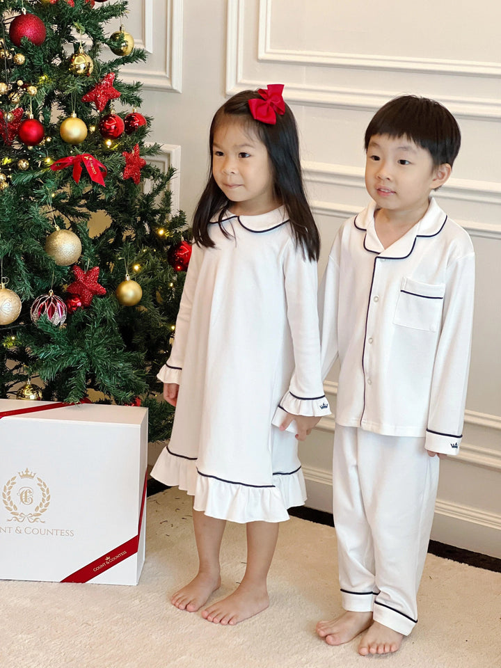 Count & Countess Pima Cotton Girl's Sleep Dress - Classic White